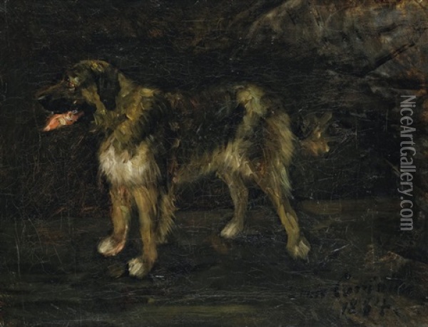 Hundestudie (grosser, Stehender Bernhardiner) Oil Painting - Lovis Corinth