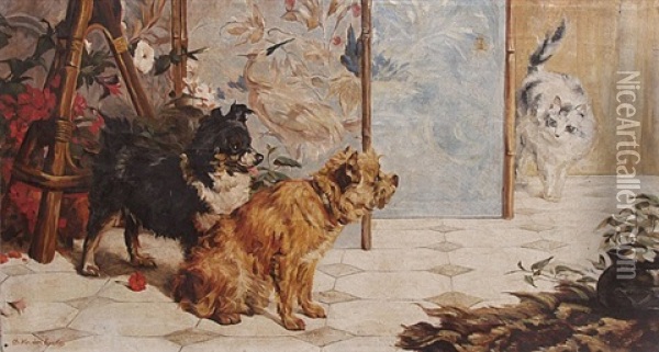 Die Reitschule Oil Painting - Charles van den Eycken I