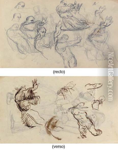 Etudes De Personnages (recto And Verso) Oil Painting - Paul Cezanne