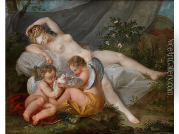 Schlafende Venus Oil Painting - Jean-Simon Berthelemy
