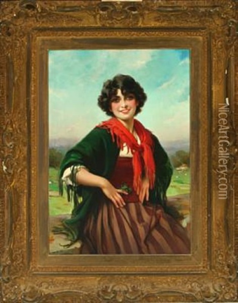 Portrait Of A Romany Oil Painting - Maynard Brown
