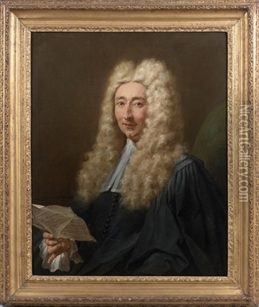 Portrait De Gentilhomme A La Lettre Oil Painting - Jean Restout the Younger