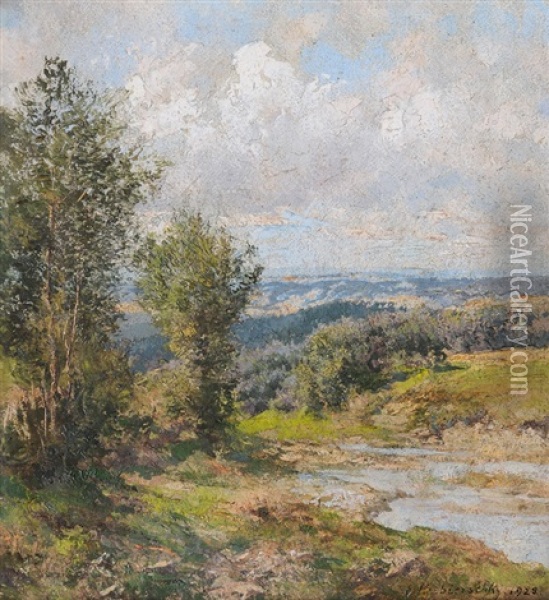 On A Hill Oil Painting - Erich Kubierschky