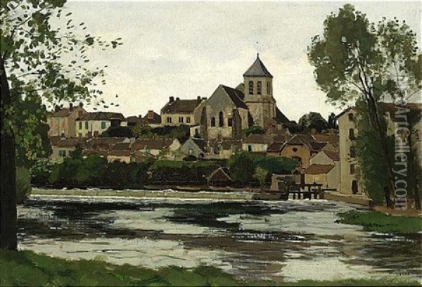 A View Of A Town (deventer?) Oil Painting - Derk Wiggers
