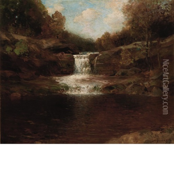 Waterfall Amid The Trees Oil Painting - Bayard Henry Tyler