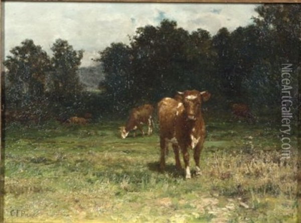 Cattle At Pasture Oil Painting - Charles Franklin Pierce