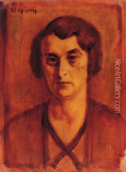 Female Portrait Oil Painting - Dezsoe Czigany