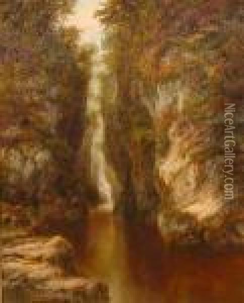 Stream In Chasm Oil Painting - Albert E. Gyngell