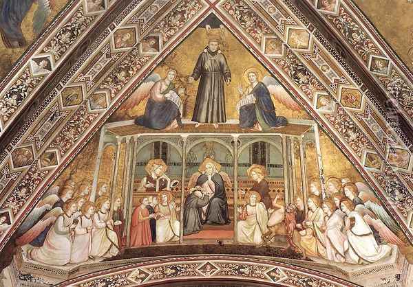 Franciscan Allegories- Allegory of Obedience c. 1330 Oil Painting - Giotto Di Bondone