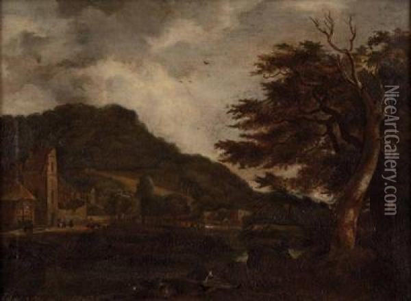Landschaft Mit Ruine Undpersonenstaffage Oil Painting - Jacob Van Ruisdael