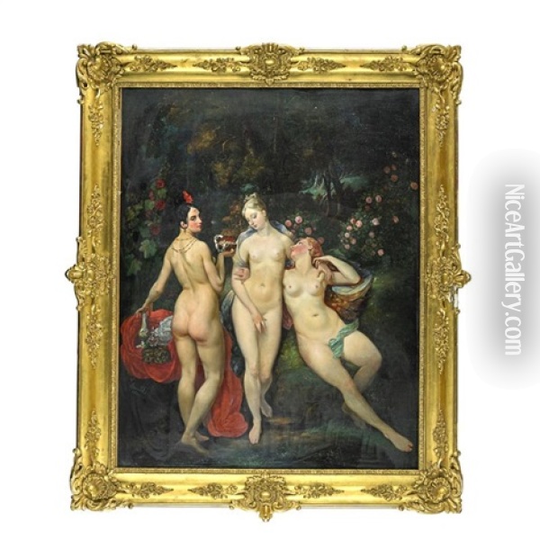 The Three Graces Oil Painting - Jules Joseph Guillaume Bourdet