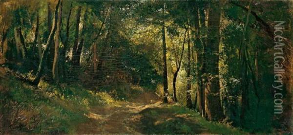 Waldlandschaft. Oil Painting - Joseph Wenglein