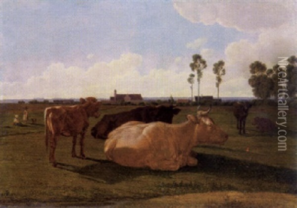 Landschaft Mir Vieh Bei Schlos Emming Oil Painting - Wilhelm Alexander Wolfgang von Kobell