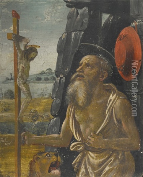 The Penitent Saint Jerome In The Wilderness Oil Painting - Jacopo Del Sellaio
