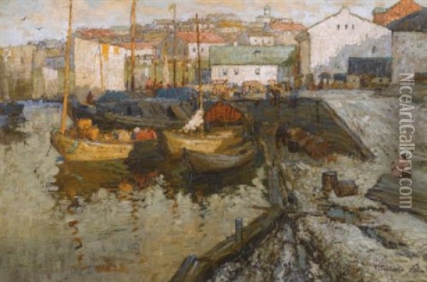 Harbour, Early Evening Oil Painting - Konstantin Ivanovich Gorbatov