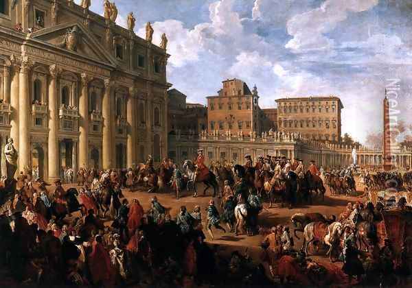 Charles III at St Peter's Oil Painting - Giovanni Paolo Pannini
