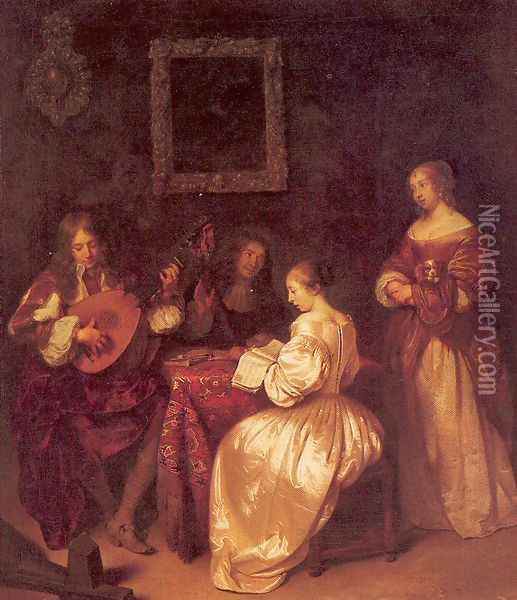 Musical Company 1665 Oil Painting - Caspar Netscher