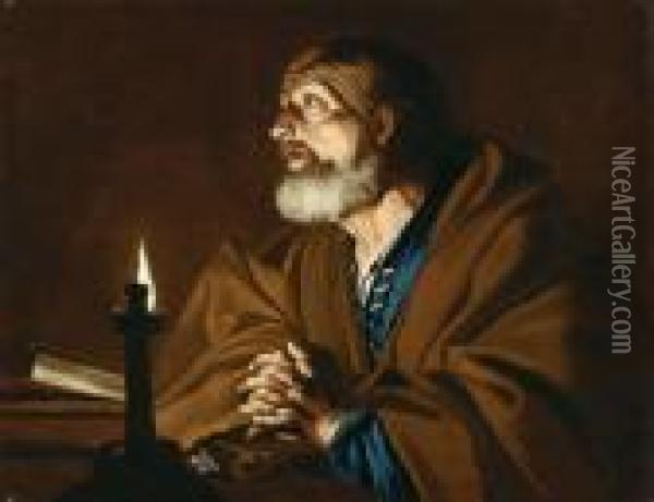 San Pietro Penitente Oil Painting - Matthias Stomer