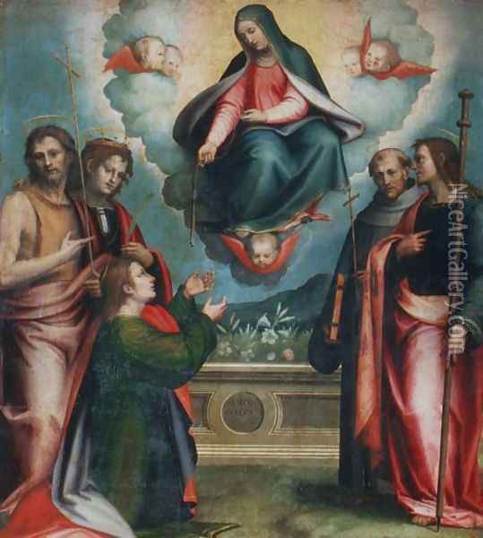 The Madonna of the Girdle, 1521 Oil Painting - Giovanni Antonio Sogliani