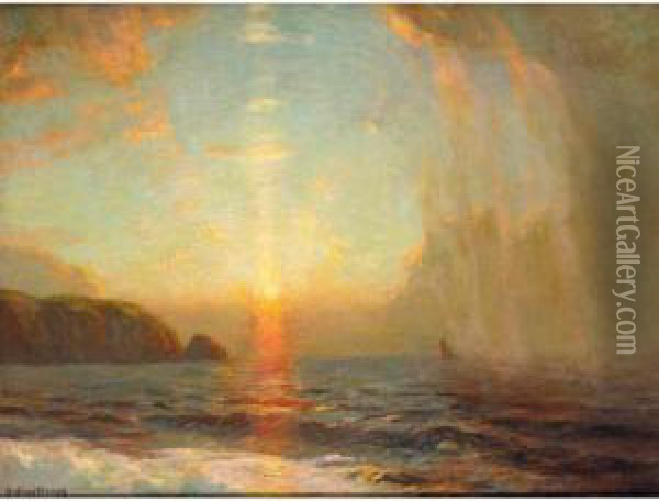 Sunset Oil Painting - Julius Olsson