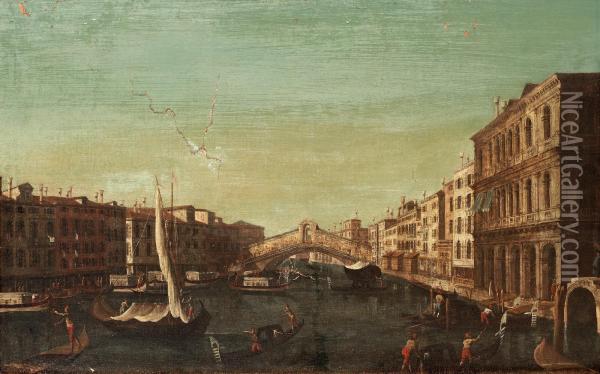 Canal Crande With The Rialto Bridge Oil Painting - Gabriele Bella