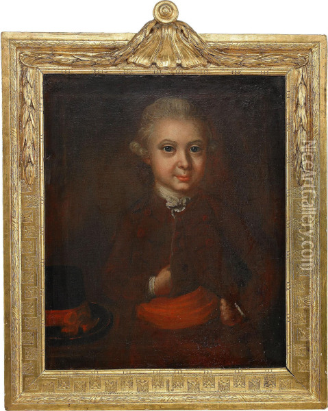 Portratt Av Den Unge Major Carl Wilhelm Wenus Ikladdrodbrun Drakt Och Svart Hatt - Knabild Oil Painting - Anders Eklund