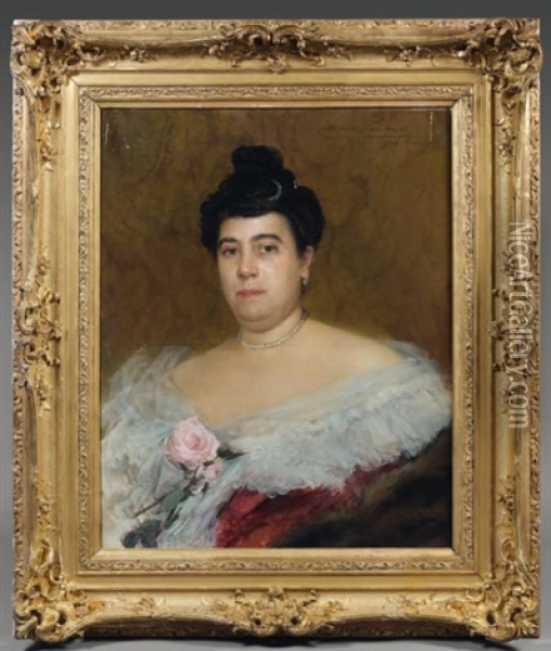 Portrait De Femme Oil Painting - Francois-Maurice Lard