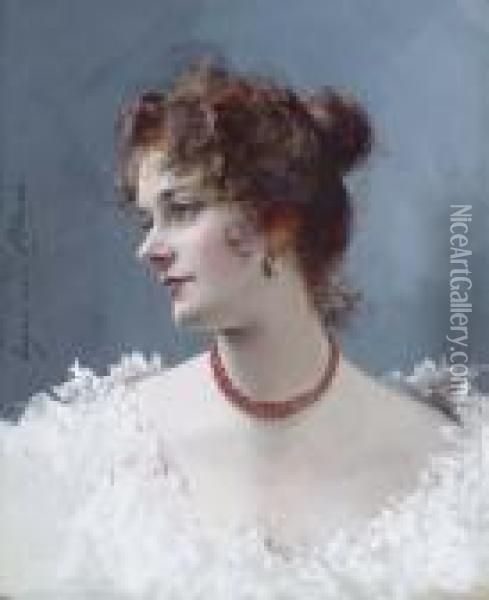 Portrait Of A Lady Oil Painting - Eugene de Blaas