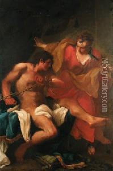Samson And Delilah Oil Painting - Ubaldo Gandolfi