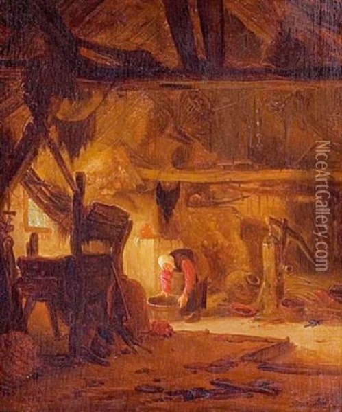 Paysanne Dans Une Grange Oil Painting - Isaac Van Ostade