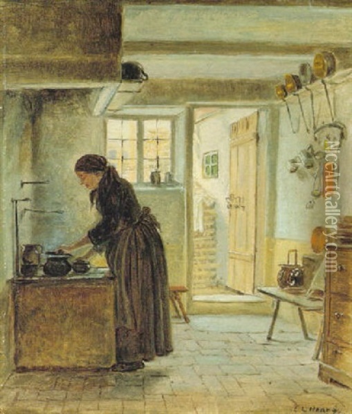 The Kitchen Of Frau Judas Oil Painting - Edward Lamson Henry