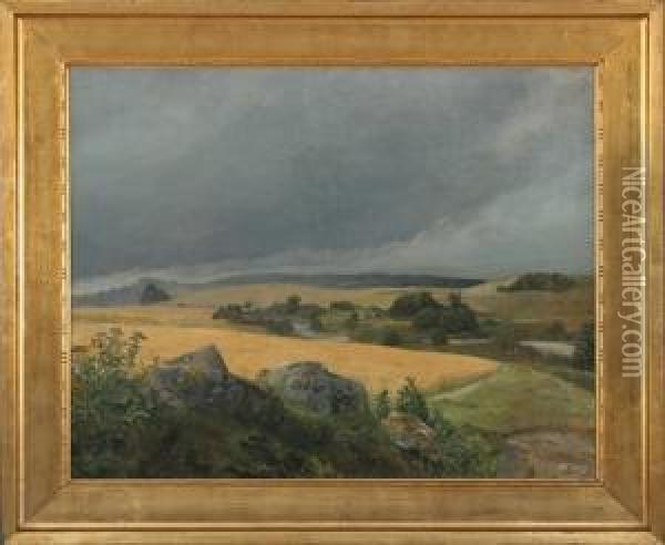 Landscape With Thunder Clouds Oil Painting - Gerhard Lichtenberg Blom