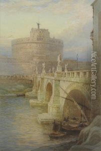 San Angelo Bridge, Rome Oil Painting - Thomas Hart