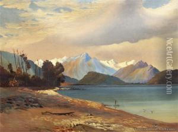 Lake Te Anau Oil Painting - Charles Blomfield