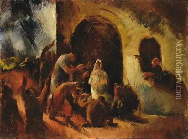Pasztorok Imadasa (the Shepherds Adoration) Oil Painting - Vilmos Aba-Novak