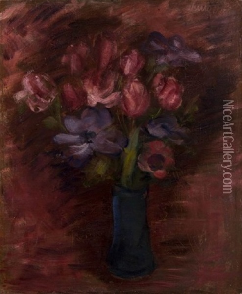 Flowers In Vase Oil Painting - Joachim Weingart