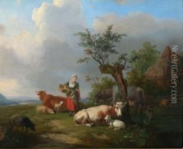 Melktijd Oil Painting - Pieter Gerardus Van Os