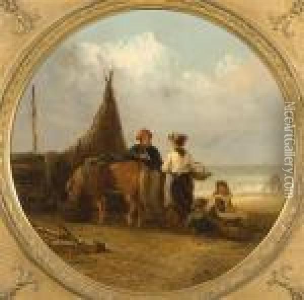 A Family On The Sea Shore Oil Painting - Thomas Smythe