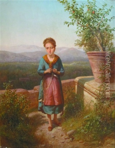 Jeune Femme Dans Un Paysage Romain Oil Painting - Andras Marko