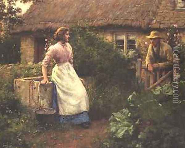 Evening Conversation Oil Painting - Edwin Harris