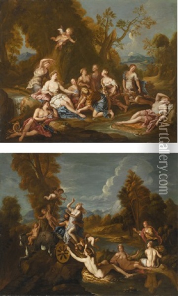 The Rest Of Diana; The Abduction Of Proserpine: A Pair Oil Painting - Charles de La Fosse