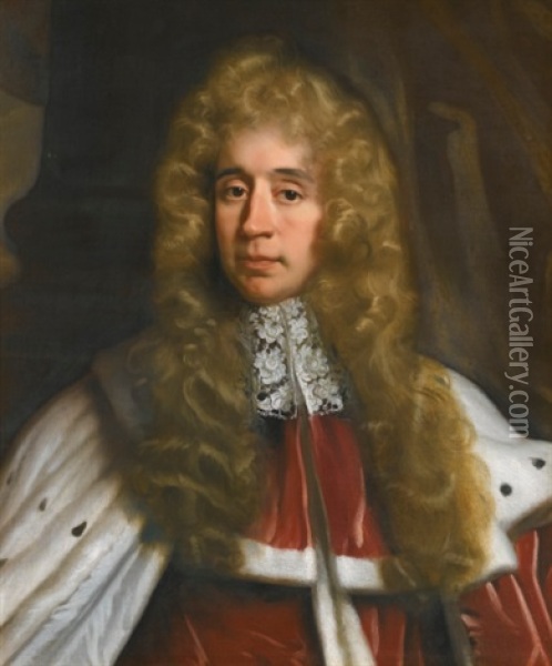 Portrait Of George, 1st Baron Jeffreys Of Wem, Judge Jeffreys (1645-1689) Oil Painting - John Riley