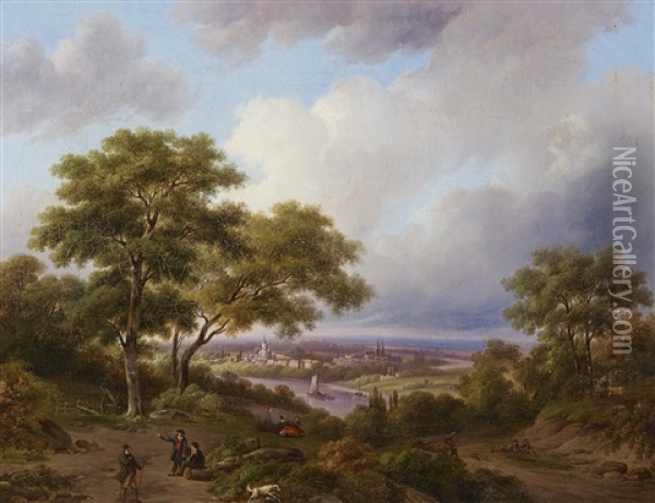 Landscape With Resting Travellers Oil Painting - Hendrik Daniel Eckelboom