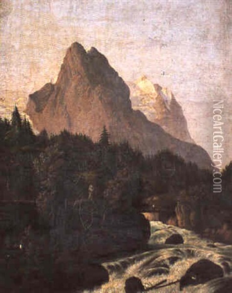 Das Wetterhorn Oil Painting - Johann Rudolf Dill