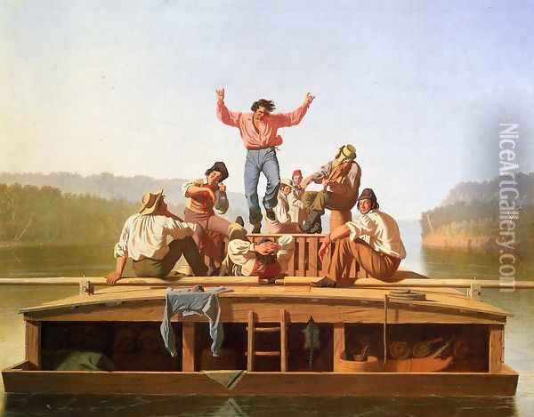 The Jolly Flatboatmen Oil Painting - George Caleb Bingham
