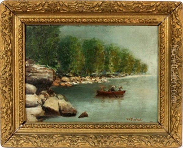 Ladies Boating On New Hampshire Lake Oil Painting - Frank Henry Shapleigh
