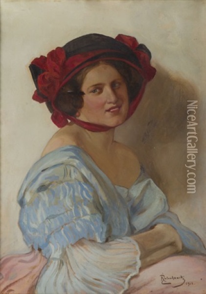 Portrait Of Woman Oil Painting - Kasper Zelechowski