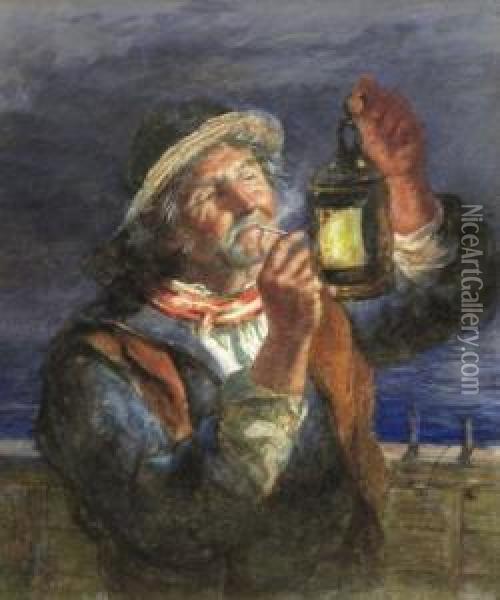 A Cornish Fisherman Oil Painting - James Drummond