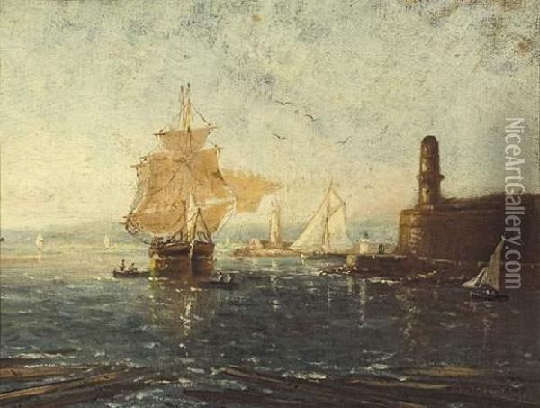 L'entree Du Port De Marseille Oil Painting - Joseph Allemand