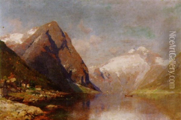 Norwegischer Fjord Oil Painting - Georg Anton Rasmussen